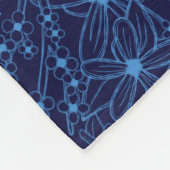Navy Blue Floral Aesthetic Fleece Deken (Hoek)