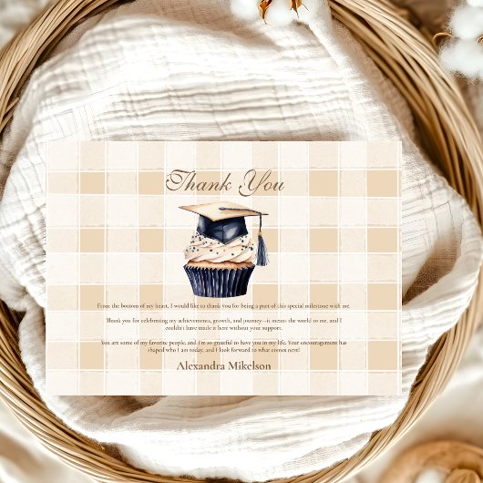 Navy Blue Floral Afstuderen Bedankkaart