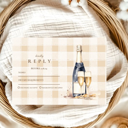 Navy Blue Floral Afstuderen RSVP Kaartje