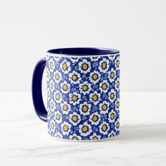 Navy Blue Floral Arabic Pattern Mok