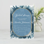 Navy Blue Floral Arrangement Vrijgezellenfeest Kaart (Staand voorkant)