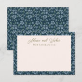 Navy Blue Floral Baby shower Advies Kaart (Voorkant / Achterkant)