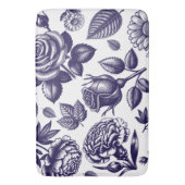 Navy Blue Floral  Badmat (Voorkant Verticaal)