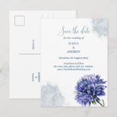 Navy Blue Floral bewaart de datum Postkaart (Voorkant / Achterkant)