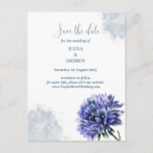 Navy Blue Floral bewaart de datum Postkaart (Voorkant)