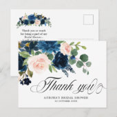 Navy Blue Floral Botanical Vrijgezellenfeest Briefkaart (Voorkant / Achterkant)
