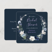 Navy Blue Floral Botanical Vrijgezellenfeest Kaart (Voorkant / Achterkant)