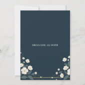 Navy Blue Floral Bridal Shower Invitation Kaart (Achterkant)