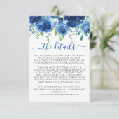 Navy Blue Floral bruiloft behuizing Kaart (Staand voorkant)