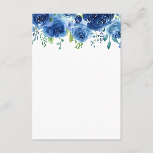Navy Blue Floral bruiloft behuizing Kaart (Achterkant)