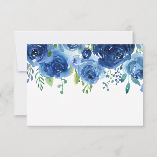 Navy Blue Floral Bruiloft Reactie Kaart (Achterkant)