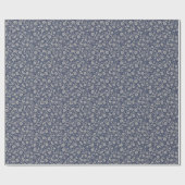Navy Blue Floral Cadeaupapier (Vlak)