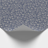 Navy Blue Floral Cadeaupapier (Hoek)