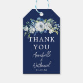Navy Blue Floral Chic Winter Wedding Bedankt Cadeaulabel (Voorkant)