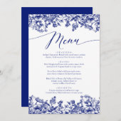 Navy Blue Floral Chinoiserie Botanical Menu (Voorkant / Achterkant)