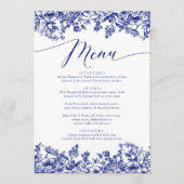 Navy Blue Floral Chinoiserie Botanical Menu (Voorkant)