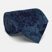 Navy Blue Floral Damask Aristocrat Wedding Stropdas (Opgerold)
