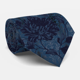 Navy Blue Floral Damask Aristocrat Wedding Stropdas