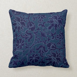 Navy Blue Floral Damask Kussen