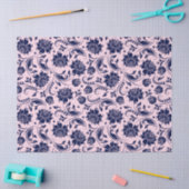 Navy Blue Floral Damasroze achtergrond Tissuepapier (Craft)