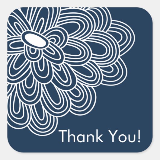 Navy Blue Floral Dank u Vrijgezellenfeest gunst Vierkante Sticker (Voorkant)
