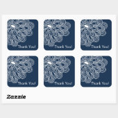 Navy Blue Floral Dank u Vrijgezellenfeest gunst Vierkante Sticker (Vel)
