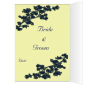 Navy Blue Floral Deco Wedding Menu Card (Binnen (Links))