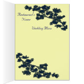 Navy Blue Floral Deco Wedding Menu Card (Binnen (Rechts))