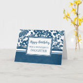 Navy Blue Floral Dochter Verjaardag Kaart (Gele Bloem)