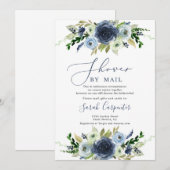 Navy blue floral douche per post Vrijgezellenfeest Kaart (Voorkant / Achterkant)