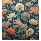 Navy blue floral douchegordijn (Voorkant)