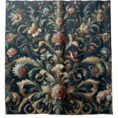 Navy blue floral douchegordijn (Voorkant)