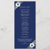 Navy Blue Floral Elegant Anemone Bouquet Wedding Programmakaart (Achterkant)