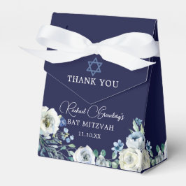 Navy Blue Floral Elegant Bat Mitzvah Bedankdoosjes