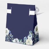 Navy Blue Floral Elegant Bat Mitzvah Bedankdoosjes (Achterkant)