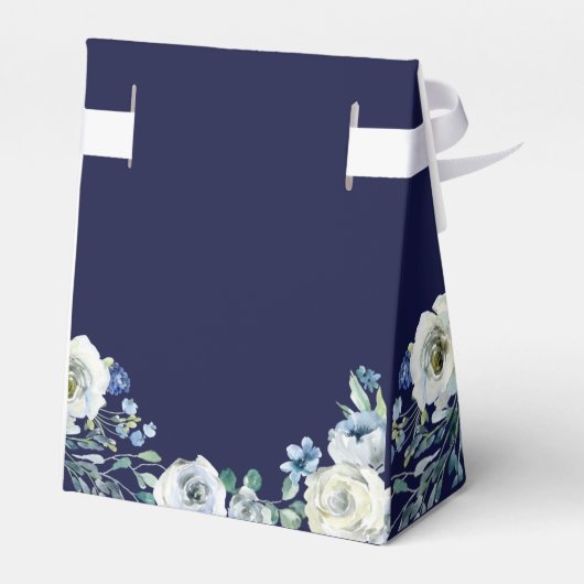 Navy Blue Floral Elegant Bat Mitzvah Bedankdoosjes (Achterkant)