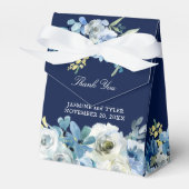 Navy Blue Floral Elegant Evening Wedding Bedankdoosjes (Voorkant Zijde)