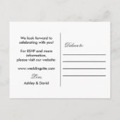 Navy Blue Floral Elegant Script Wedding Briefkaart (Achterkant)