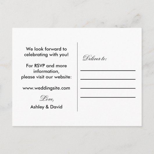 Navy Blue Floral Elegant Script Wedding Briefkaart (Achterkant)