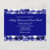 Navy Blue Floral Elegant Script Wedding Briefkaart (Voorkant)
