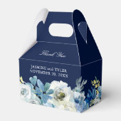 Navy Blue Floral Elegant Winter Wedding Favor Box Bedankdoosjes (Voorkant Zijde)