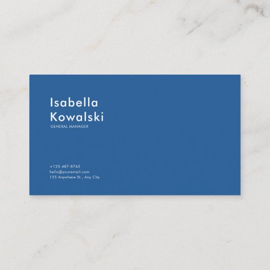 Navy Blue Floral Field Modern Geometric Square Visitekaartje (Achterkant)