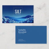 Navy Blue Floral Field Modern Geometric Square Visitekaartje (Voorkant / Achterkant)