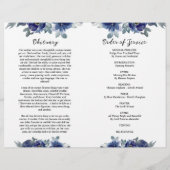Navy Blue Floral Funeral Program Orde van Service (Achterkant)