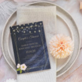 Navy Blue Floral Gold Lijst Couple's Shower Kaart