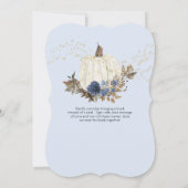 Navy Blue Floral Gold White Baby shower Kaart (Achterkant)
