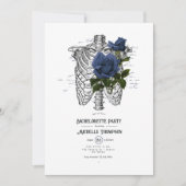 Navy Blue Floral Gothic Bachelorette Party Kaart (Voorkant)