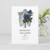 Navy Blue Floral Gothic Bachelorette Party Kaart (Staand voorkant)