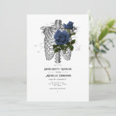 Navy Blue Floral Gothic Bachelorette Weekend Kaart (Staand voorkant)