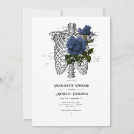 Navy Blue Floral Gothic Bachelorette Weekend Kaart
